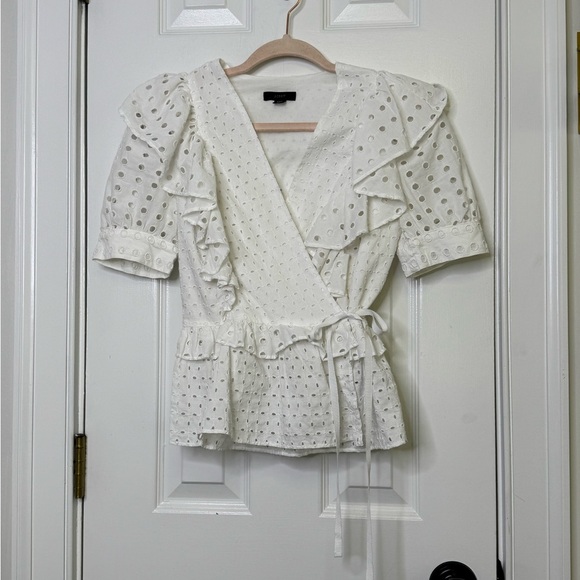 J. Crew White Puff Sleeve Wrap Blouse - Picture 8 of 11